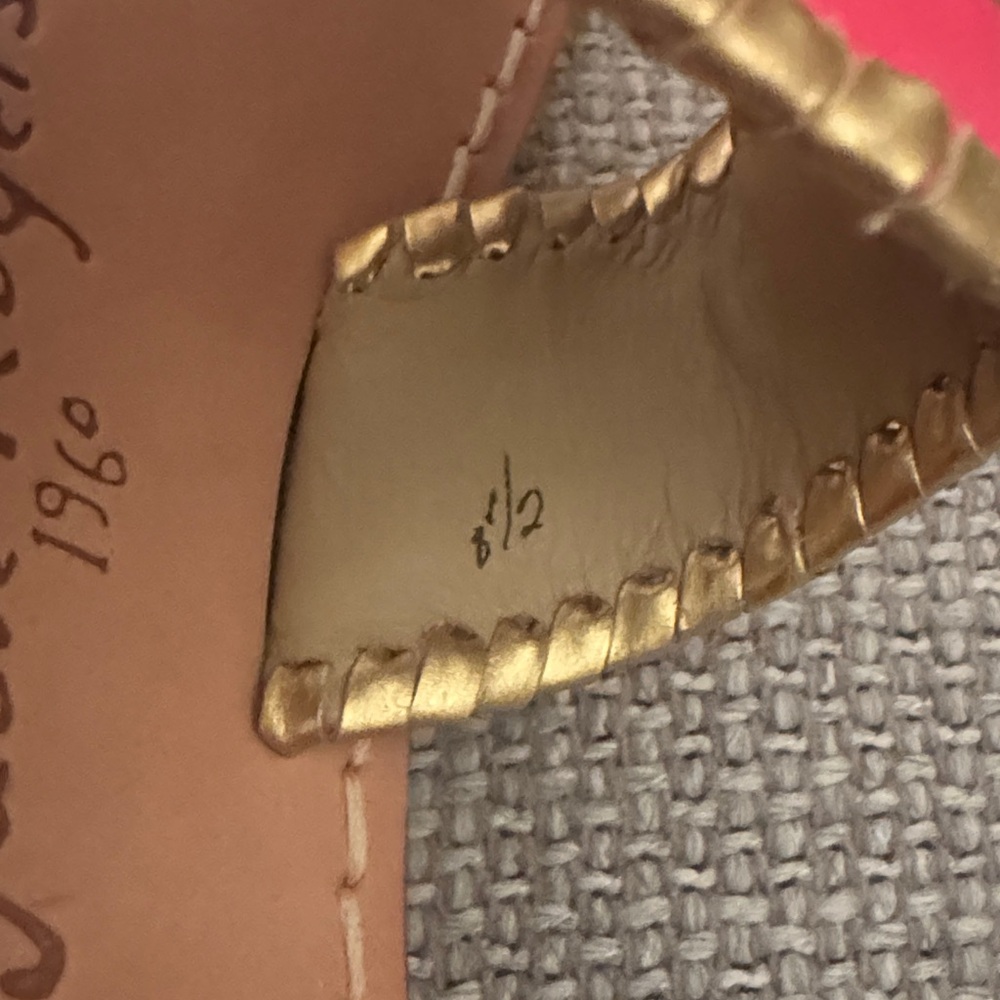 Jack Rogers Pink Leather Sandals with Gold Trim 8.5 - Picture 5 of 5